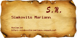 Simkovits Mariann névjegykártya